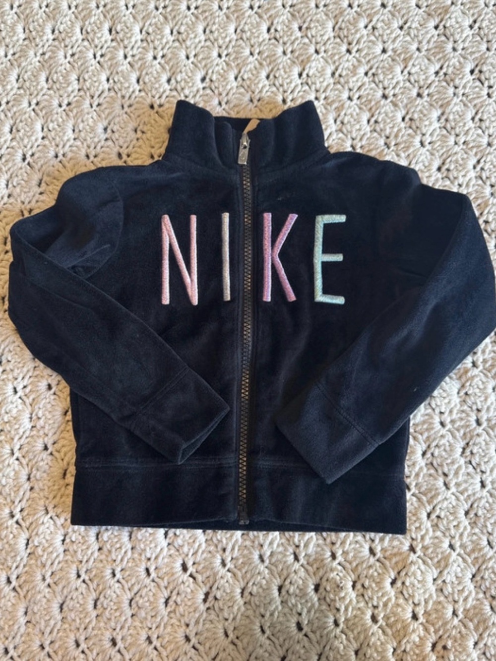 Nike Black Kids Full-Zip Jacket with Pastel Logo